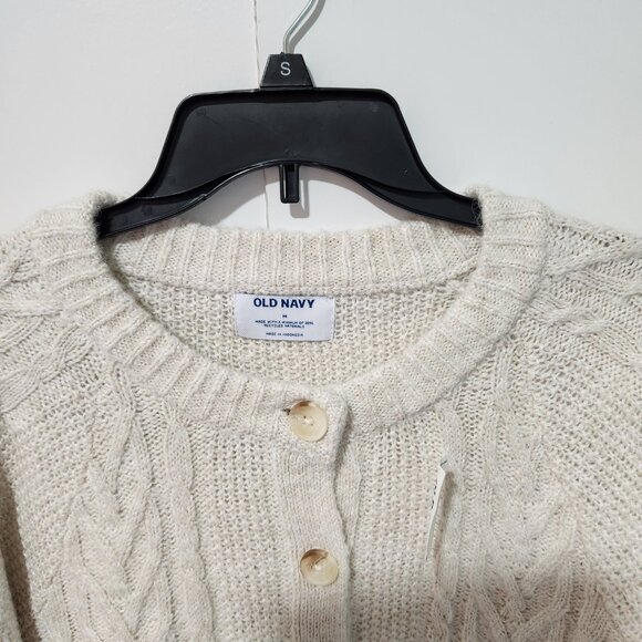 Old Navy NEW Women's Button Down Cardigan Woven Oatmeal Color Sweater - Medium - Picture 5 of 12